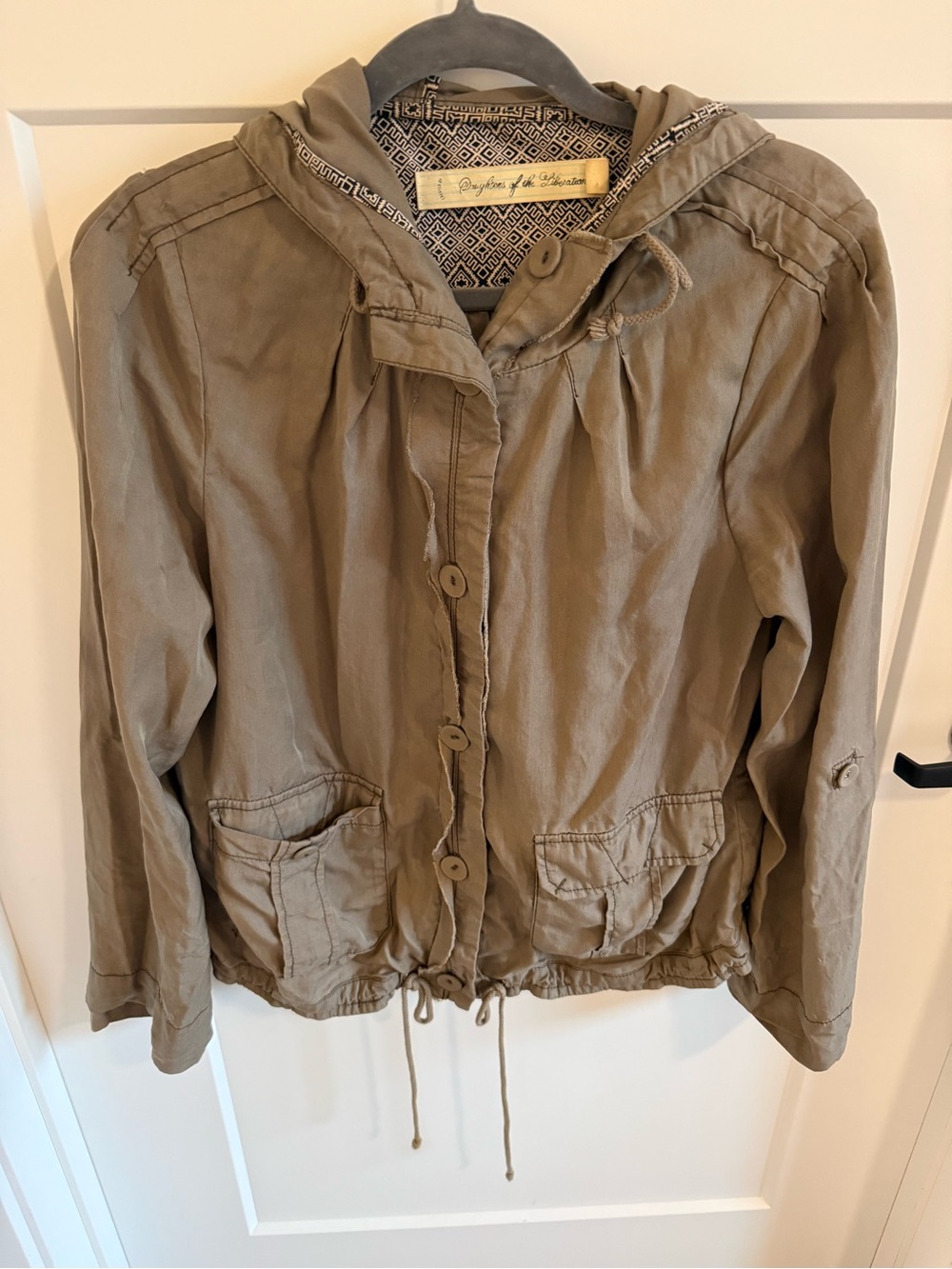 Daughters of the Liberation Anthropologie Hooded Utility Jacket Khaki Medium